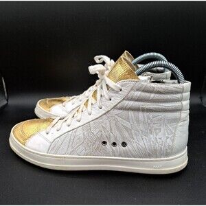 P448 Women's Palm High Top Sneaker Gold Toe Side Zip Euro 40/US 9 Designer Shoes